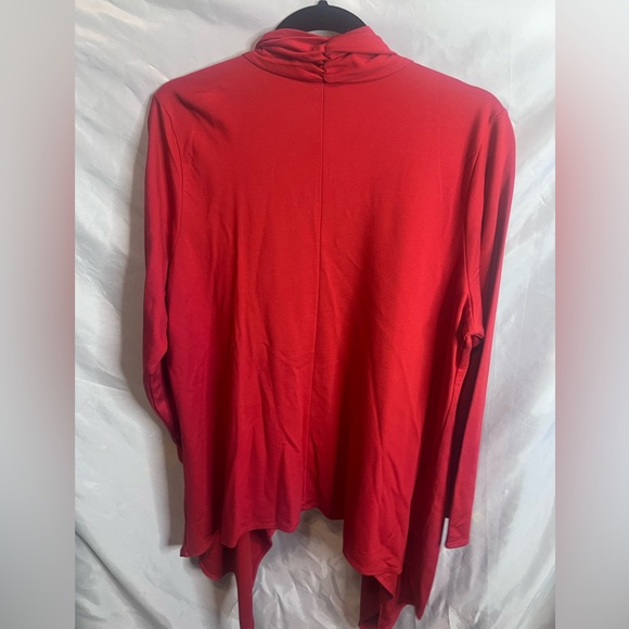Torrid Size 2X Tomato Red Ponte Drape Front Cardigan - Picture 3 of 5